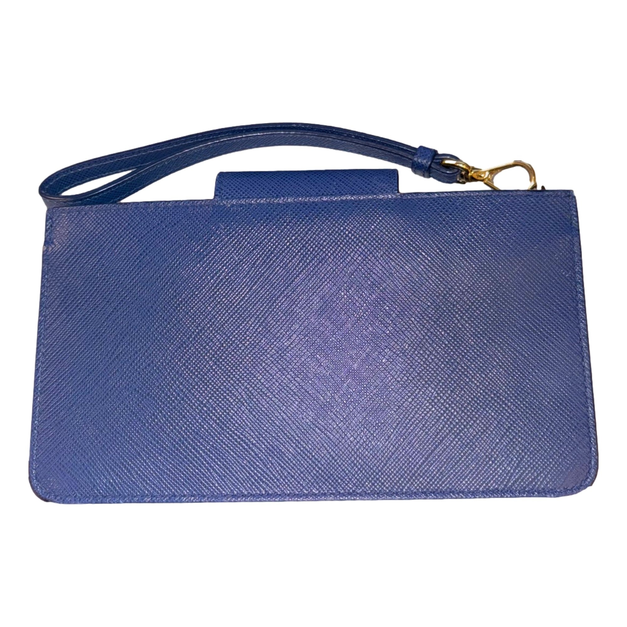 Prada Blue Wristlet Clutch Wallet - Luxury Saffiano Leather Design -   Shop Bags LLC
