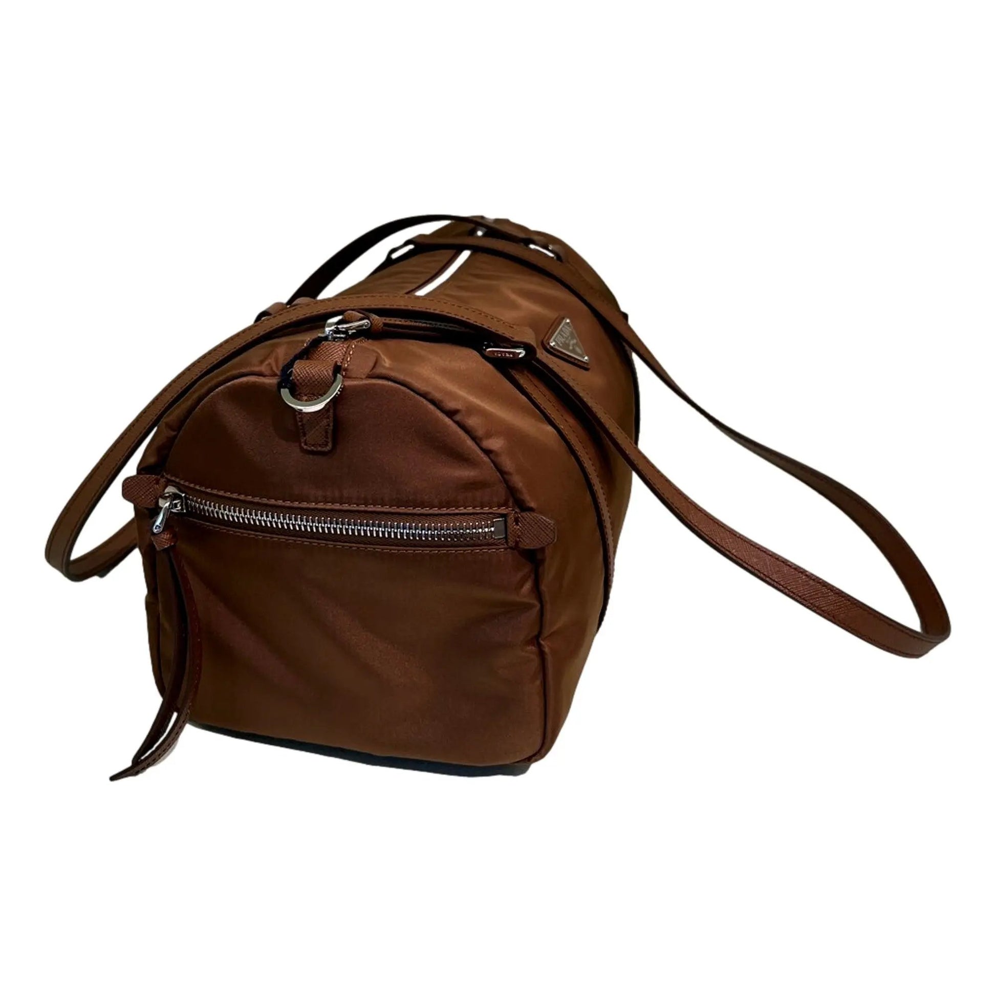 Prada Brown Small Duffel Bag: Elevate Travel Elegance in Style -   Shop Bags LLC