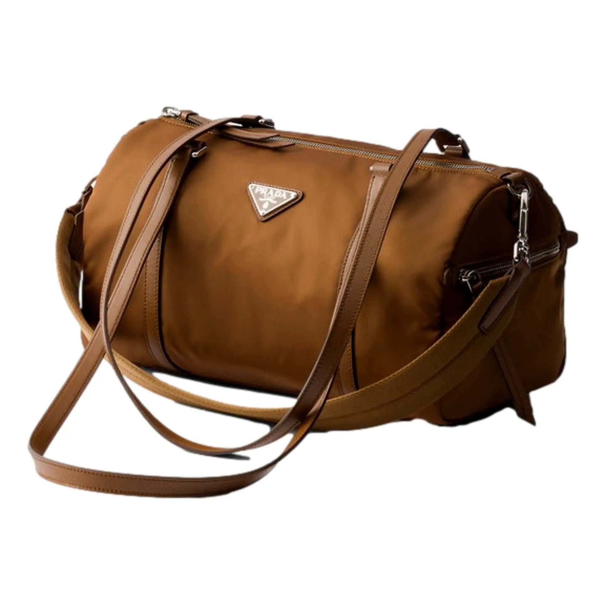 Prada Brown Small Duffel Bag: Elevate Travel Elegance in Style -   Shop Bags LLC