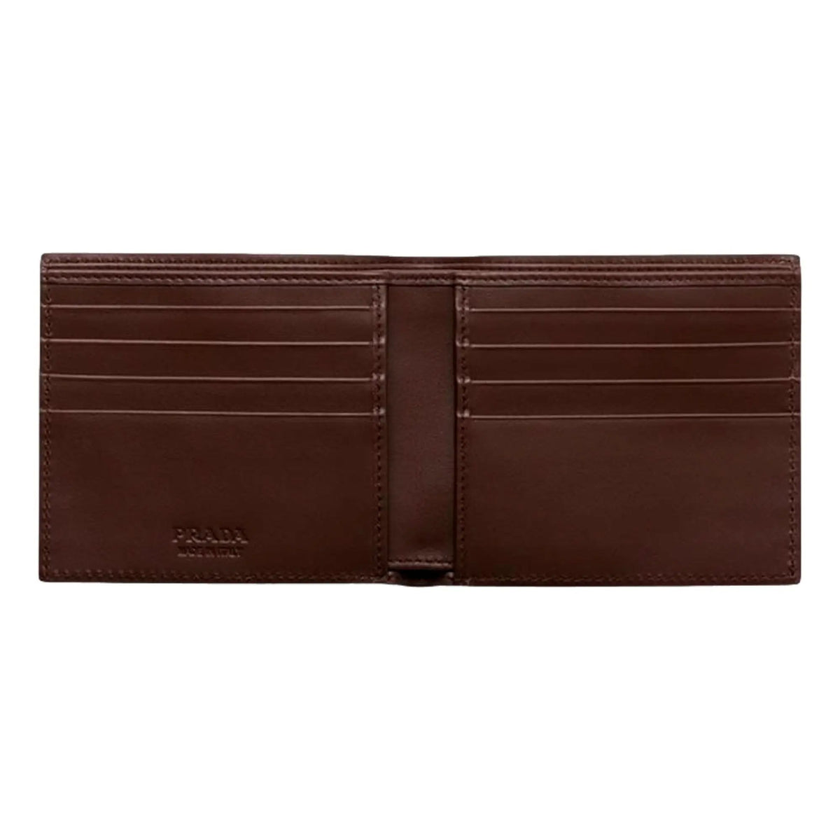 Prada Brown Vitello Daino Triangolo Leather Bifold Wallet