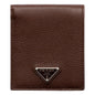 Prada Brown Vitello Daino Triangolo Leather Bifold Wallet