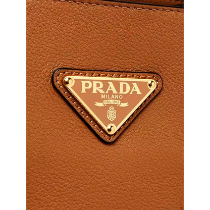 Prada Caramel Brown Leather Tote - Chic Italian Luxury Handbag -   Shop Bags LLC