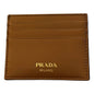 Prada Caramel Leather Card Holder - Gold Logo, 7 Slots, Elegant Design -   Shop Bags LLC