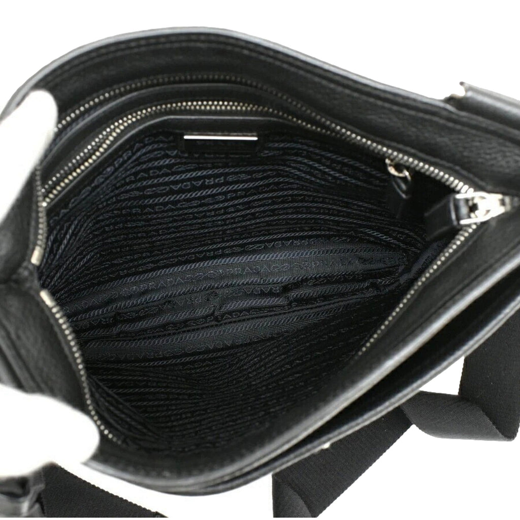 Prada City Vitello Leather Black Messenger Crossbody Bag -   Shop Bags LLC
