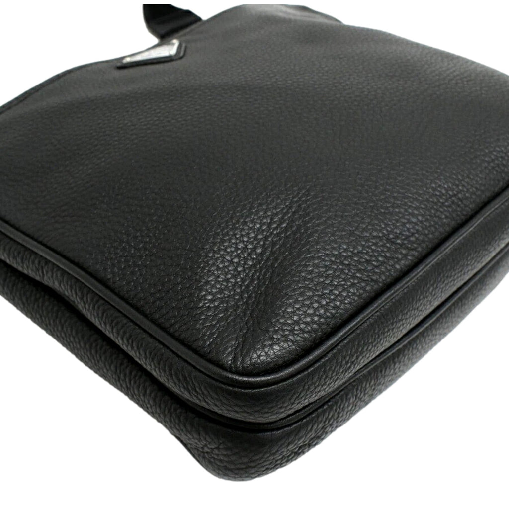 Prada City Vitello Leather Black Messenger Crossbody Bag -   Shop Bags LLC
