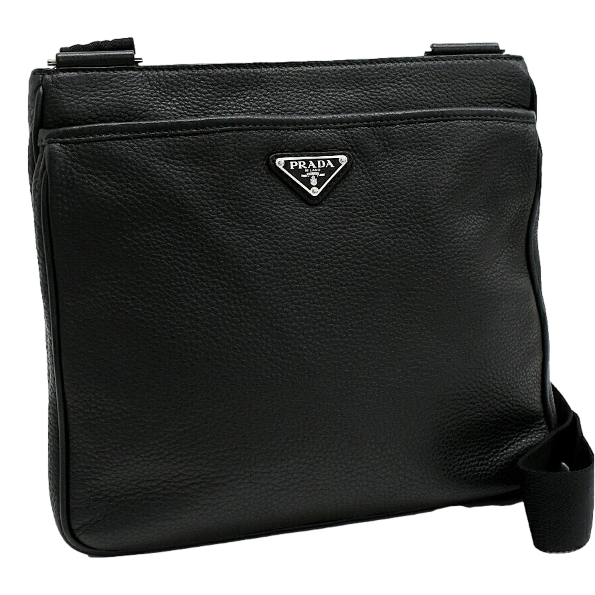 Prada City Vitello Leather Black Messenger Crossbody Bag -   Shop Bags LLC