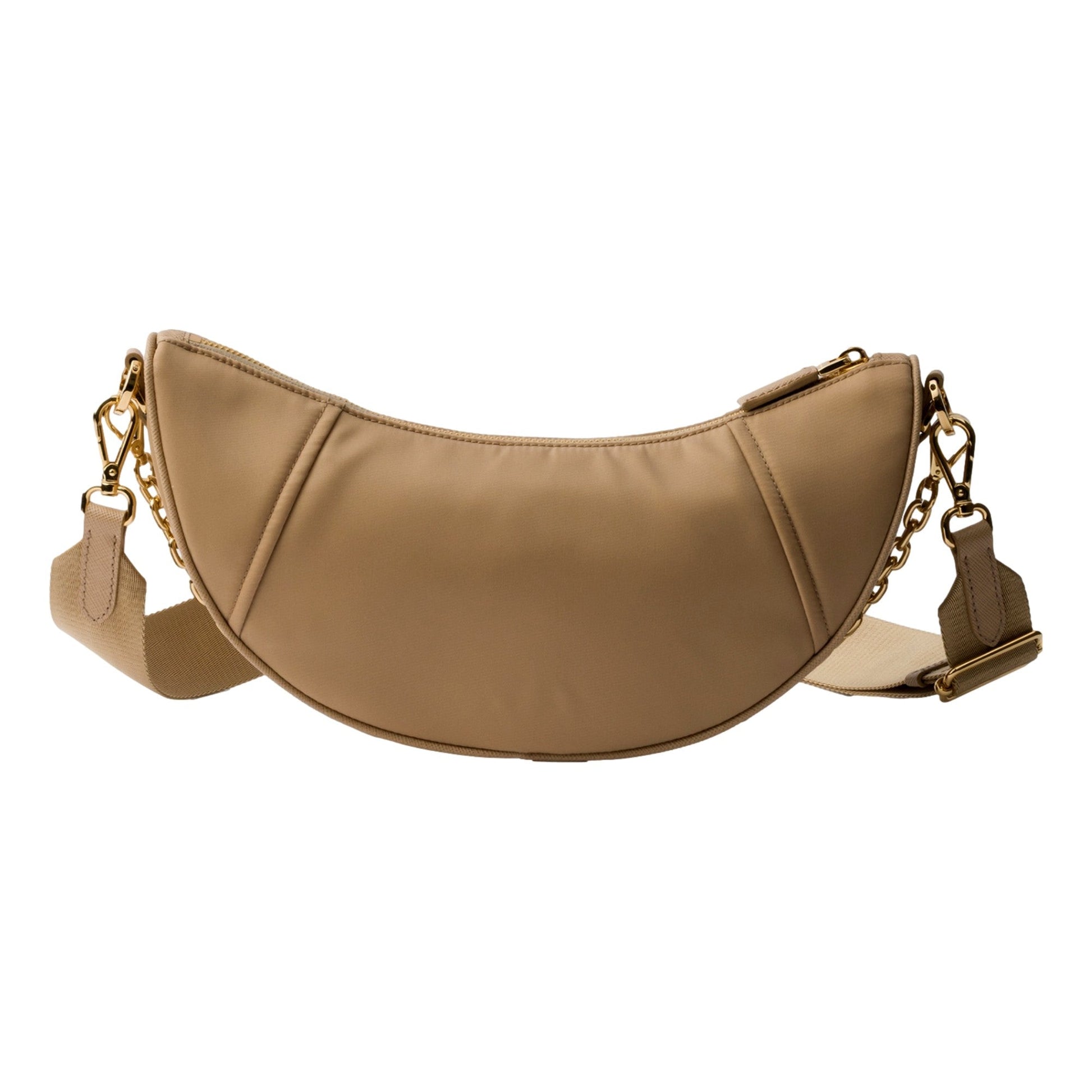 Prada Demi Lune Re-Nylon Crescent Shoulder Bag Beige -   Shop Bags LLC 