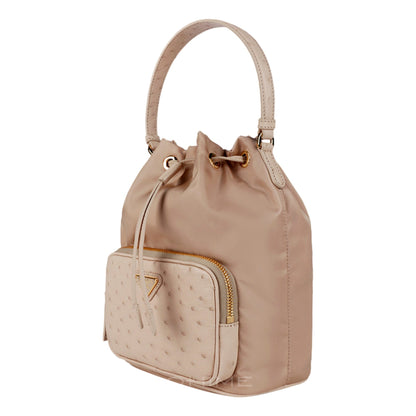 Prada Duet Tessuto: Luxury Ostrich Leather Bucket Bag in Beige -   Shop Bags LLC 