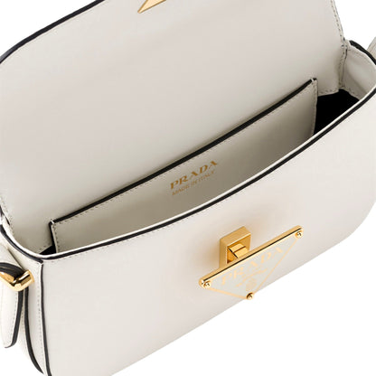 Prada Embleme Triangle Logo Crossbody Bag - Luxury in White Calfskin -   Shop Bags LLC 