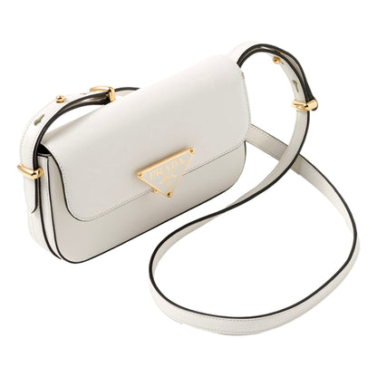 Prada Embleme Triangle Logo Crossbody Bag - Luxury in White Calfskin -   Shop Bags LLC 