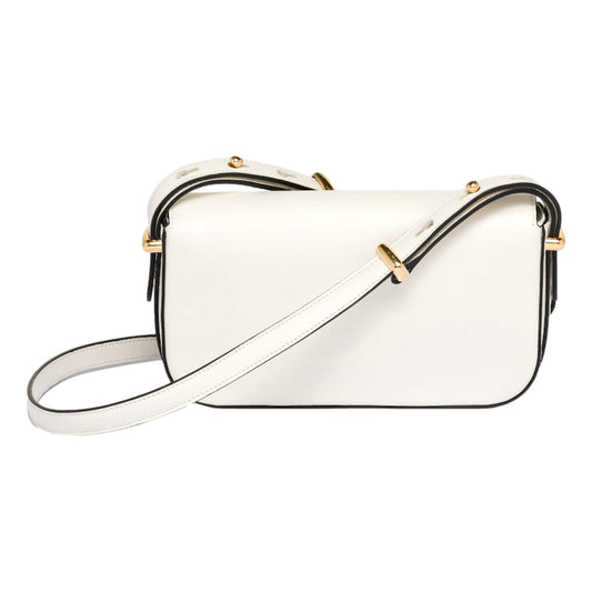 Prada Embleme Triangle Logo Crossbody Bag - Luxury in White Calfskin -   Shop Bags LLC 