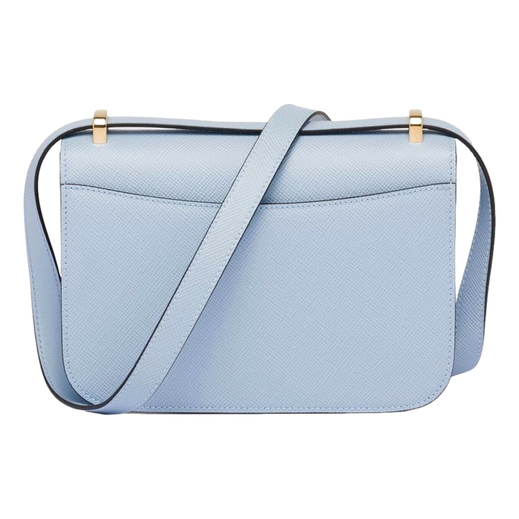 Prada Embleme Triangle Logo Saffiano Leather Bag - Celeste Blue -   Shop Bags LLC 