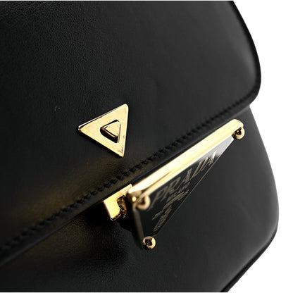 Prada Embleme Triangle Logo Soft Calfskin Crossbody Bag - Black -   Shop Bags LLC 