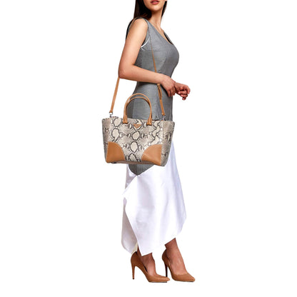 Prada Galleria Natural Python Leather Brown Double Zip Tote Handbag -   Shop Bags LLC 