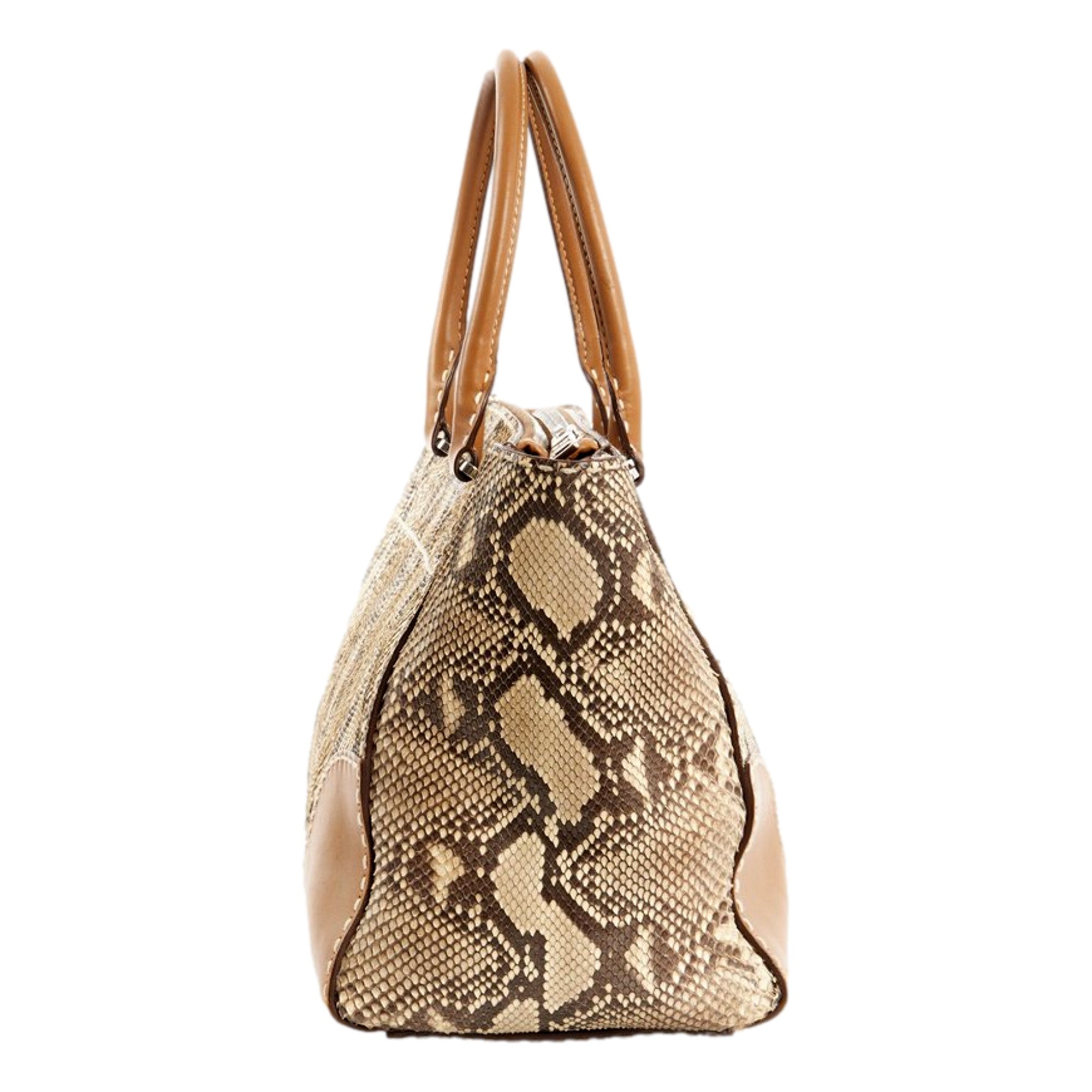 Prada Galleria Natural Python Leather Brown Double Zip Tote Handbag -   Shop Bags LLC 