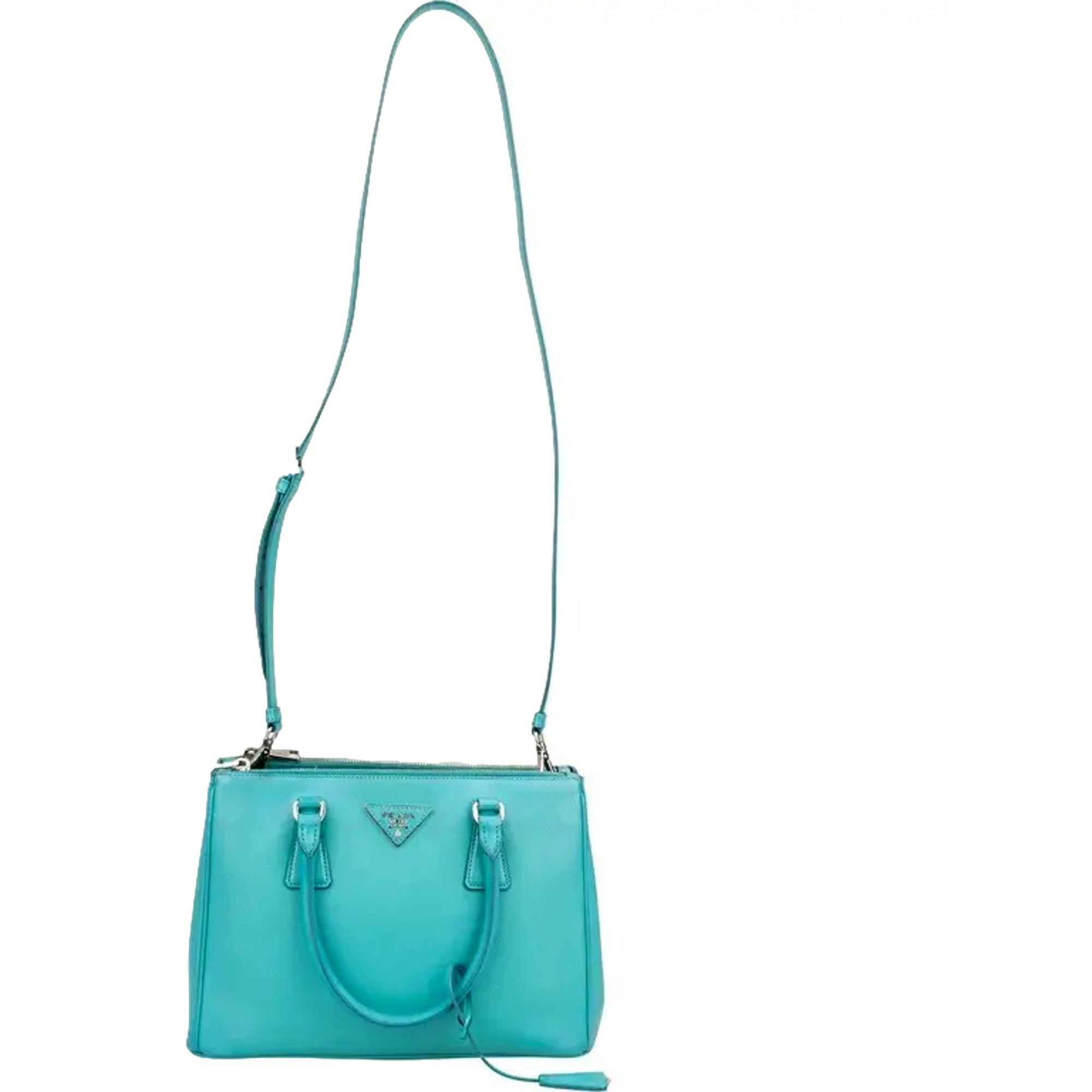 Prada Galleria Saffiano Lux Leather Small Tote Handbag Giada Teal -   Shop Bags LLC