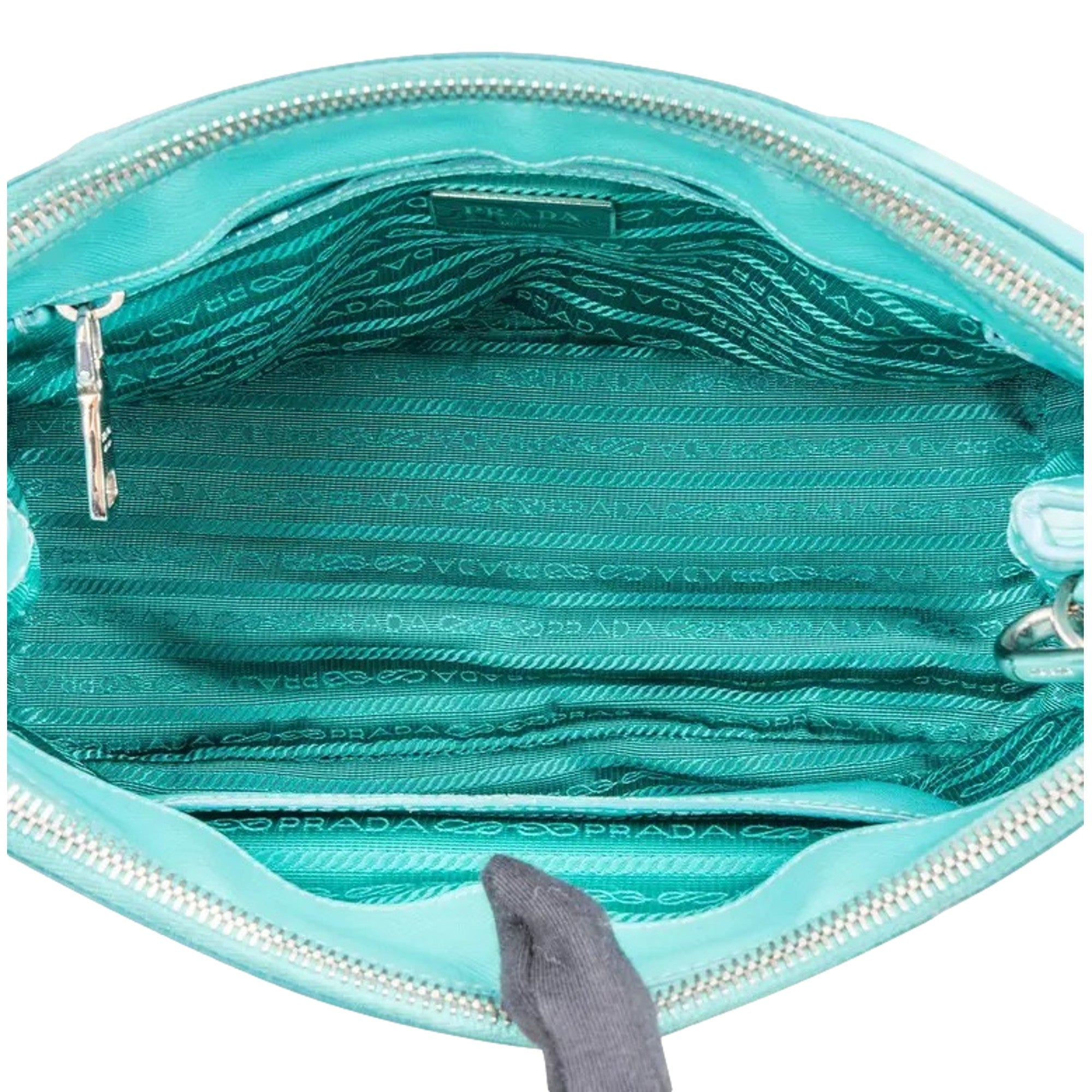 Prada Galleria Saffiano Lux Leather Small Tote Handbag Giada Teal -   Shop Bags LLC