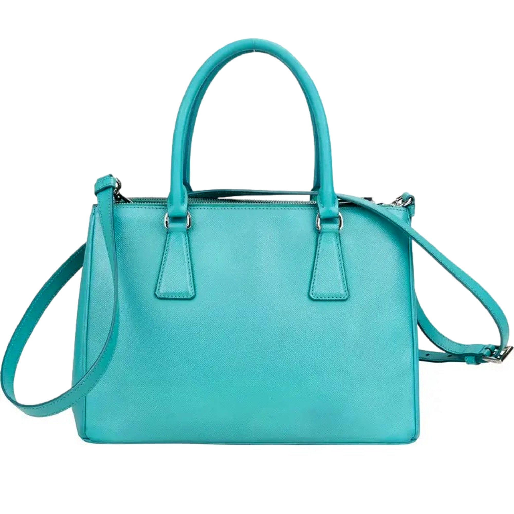 Prada Galleria Saffiano Lux Leather Small Tote Handbag Giada Teal -   Shop Bags LLC