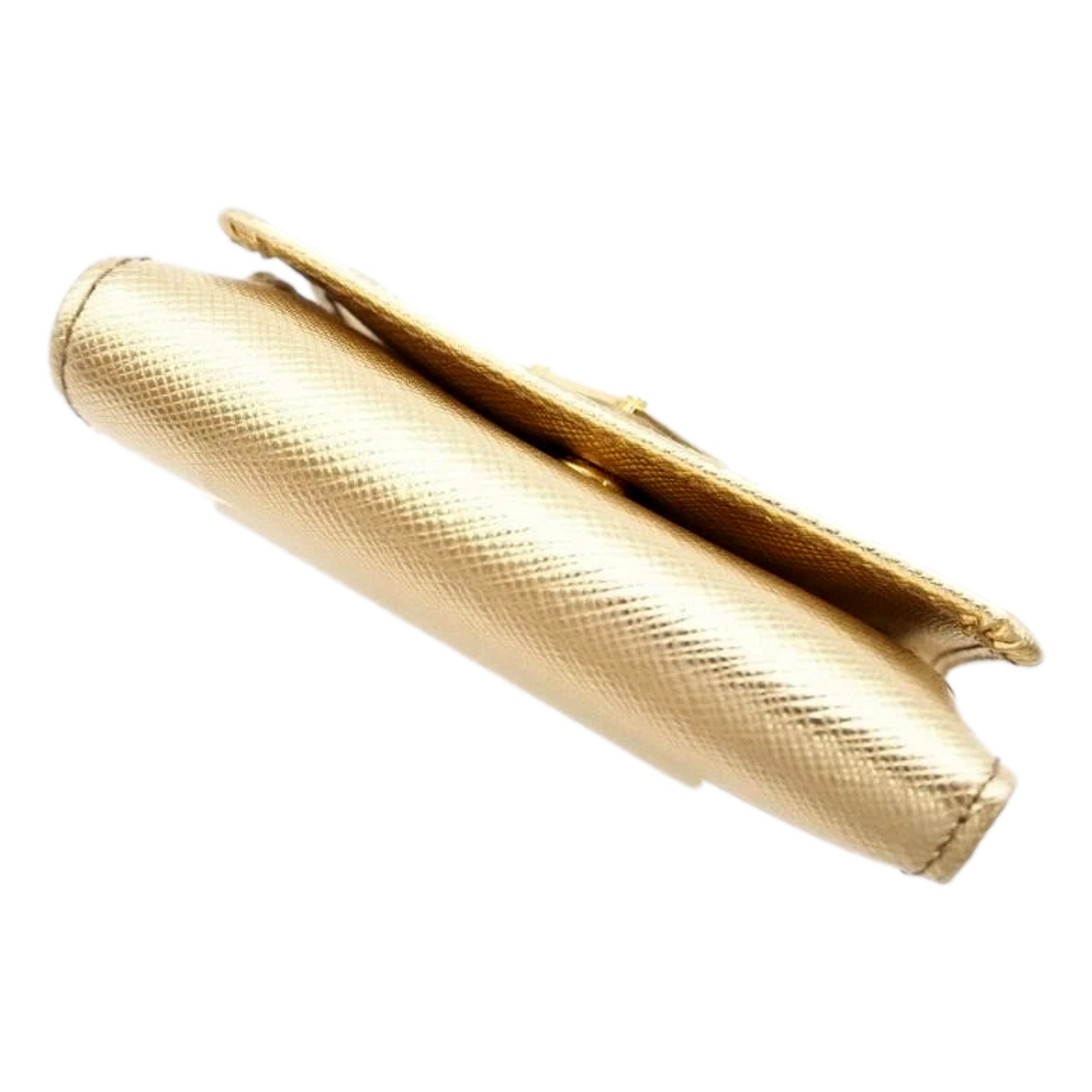 Prada Gold Trifold Wallet Card Case with Zipper Coin - Luxury Style -   Shop Bags LLC