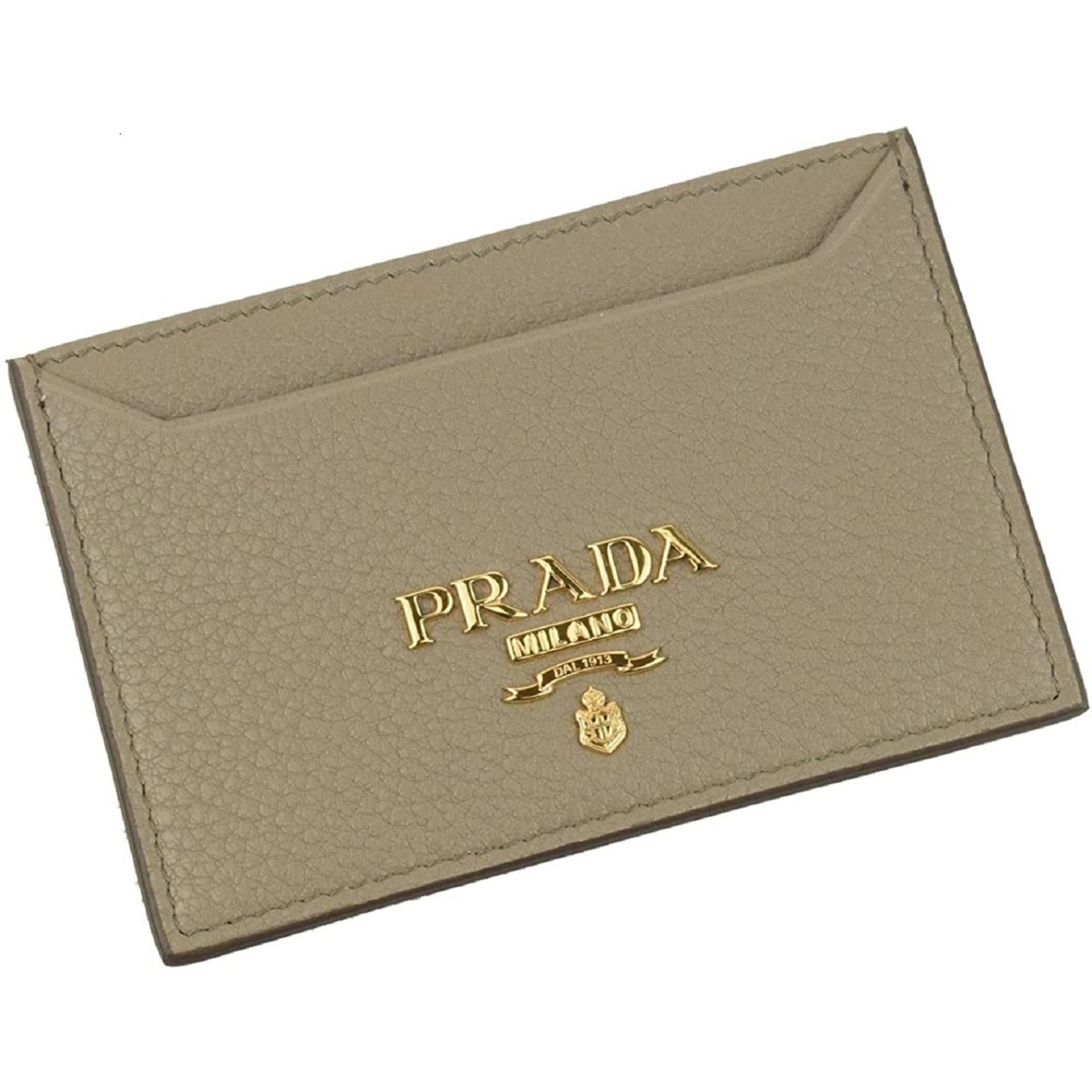 Prada Grey Leather Card Holder: Chic & Compact Wallet Essential -   Shop Bags LLC