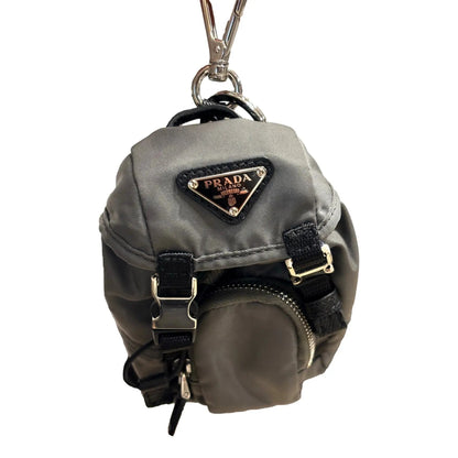Prada Grey Nylon Mini Backpack Bag Charm Keychain | Shop Bags