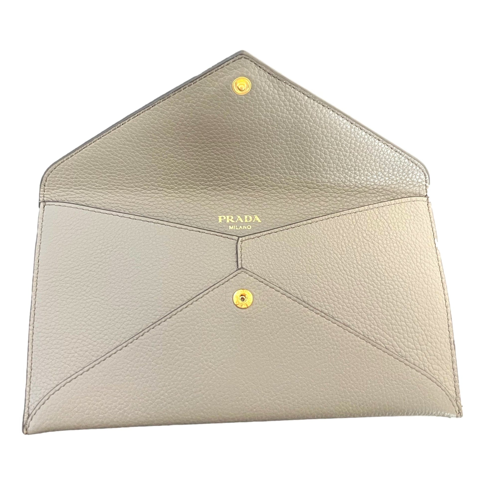 Prada Grey Wallet - Long Envelope Wallet in Vitello Grain Leather -   Shop Bags LLC 