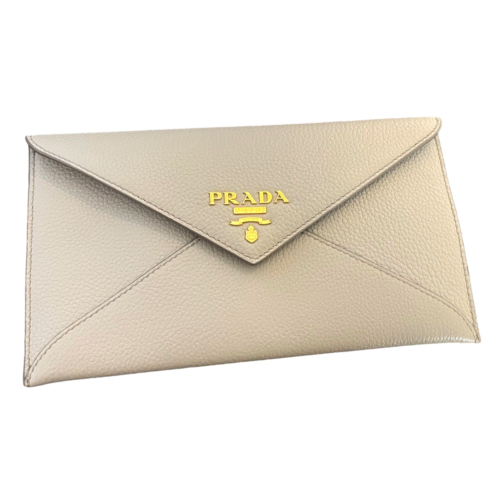 Prada Grey Wallet - Long Envelope Wallet in Vitello Grain Leather -   Shop Bags LLC 