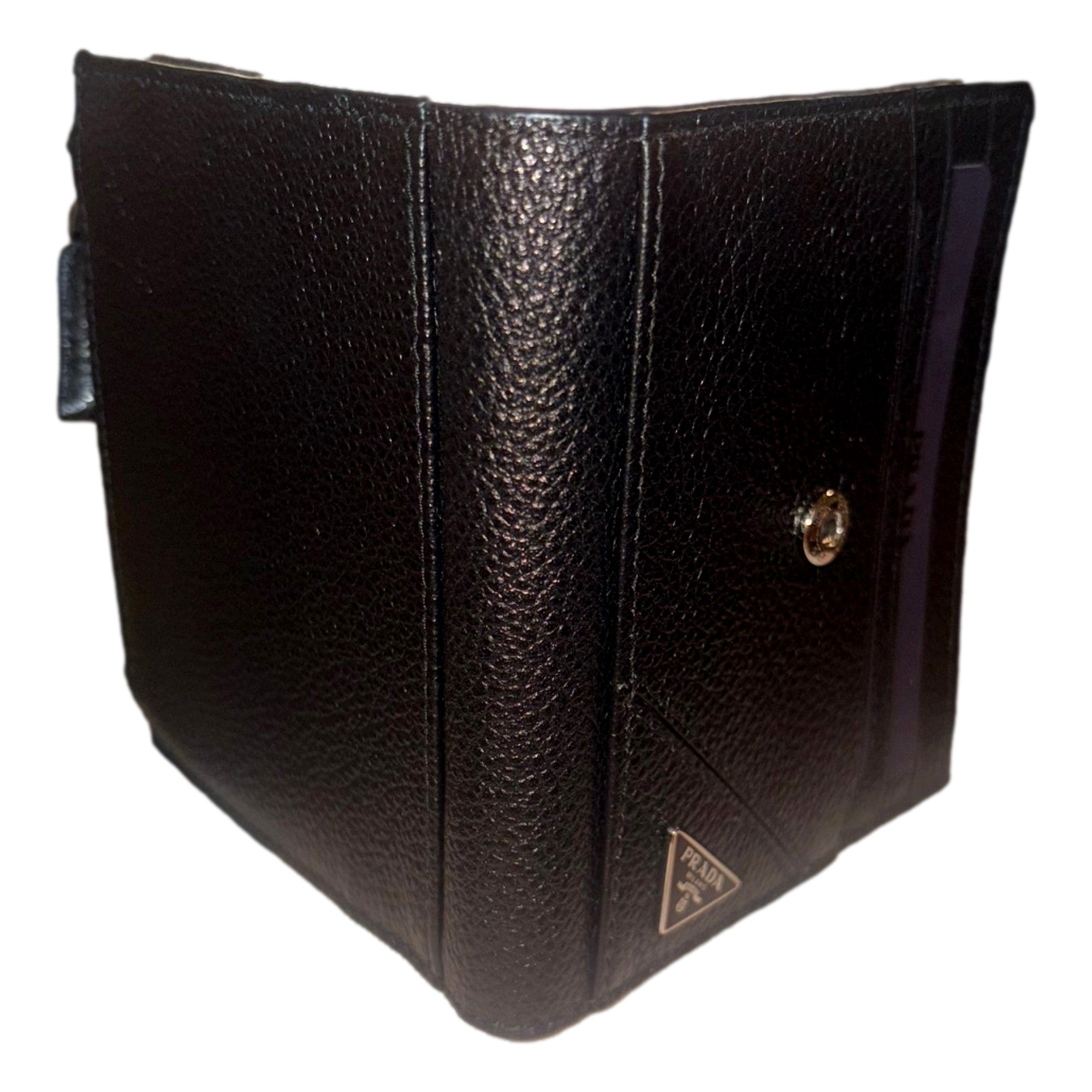 Prada Leather Card Case Bifold Wallet with Zipper Coin Pouch -   Shop Bags LLC