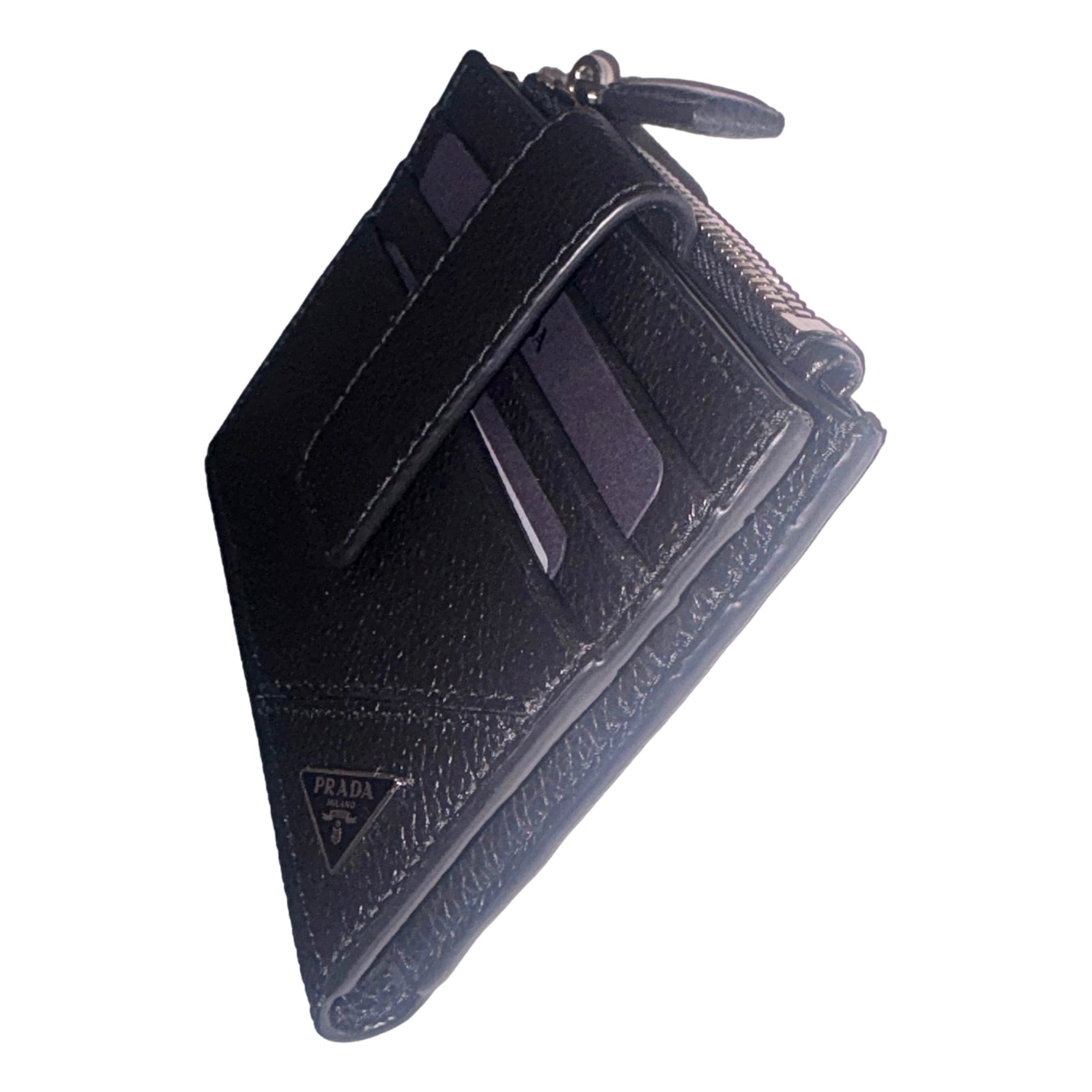 Prada Leather Card Case Bifold Wallet with Zipper Coin Pouch -   Shop Bags LLC