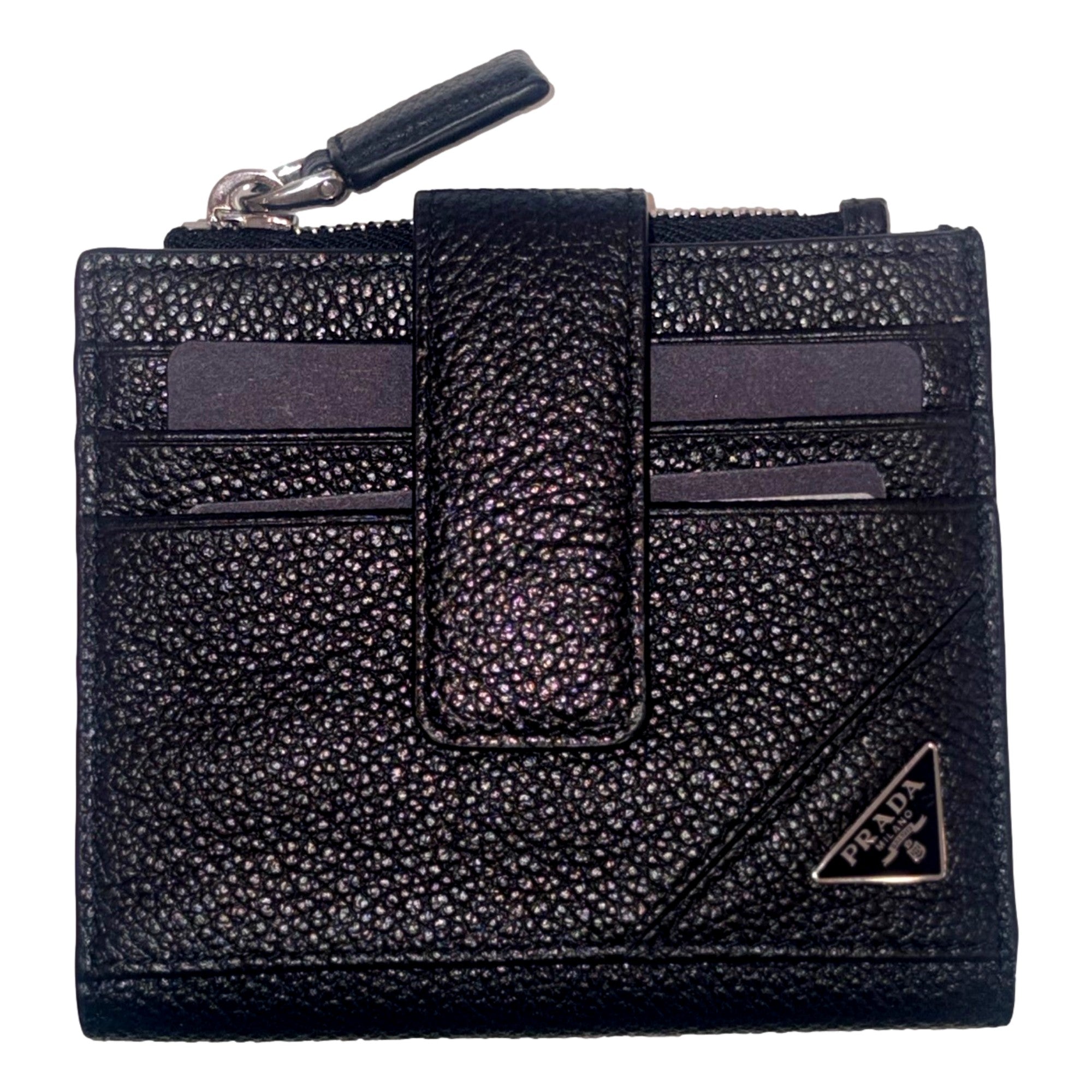 Prada Leather Card Case Bifold Wallet with Zipper Coin Pouch -   Shop Bags LLC