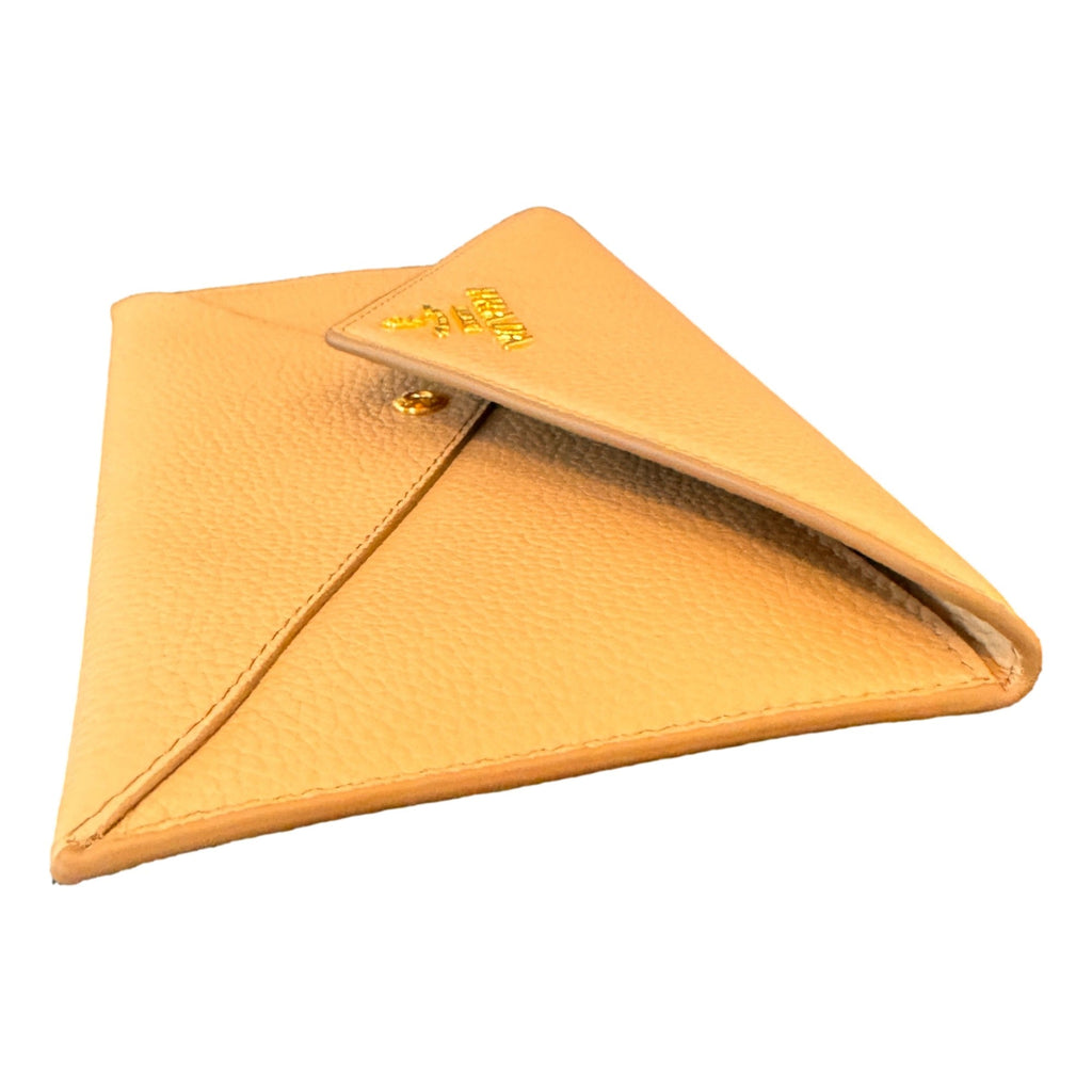 Prada Leather Envelope Wallet - Luxury Beige Wallet with Card Slots -   Shop Bags LLC 