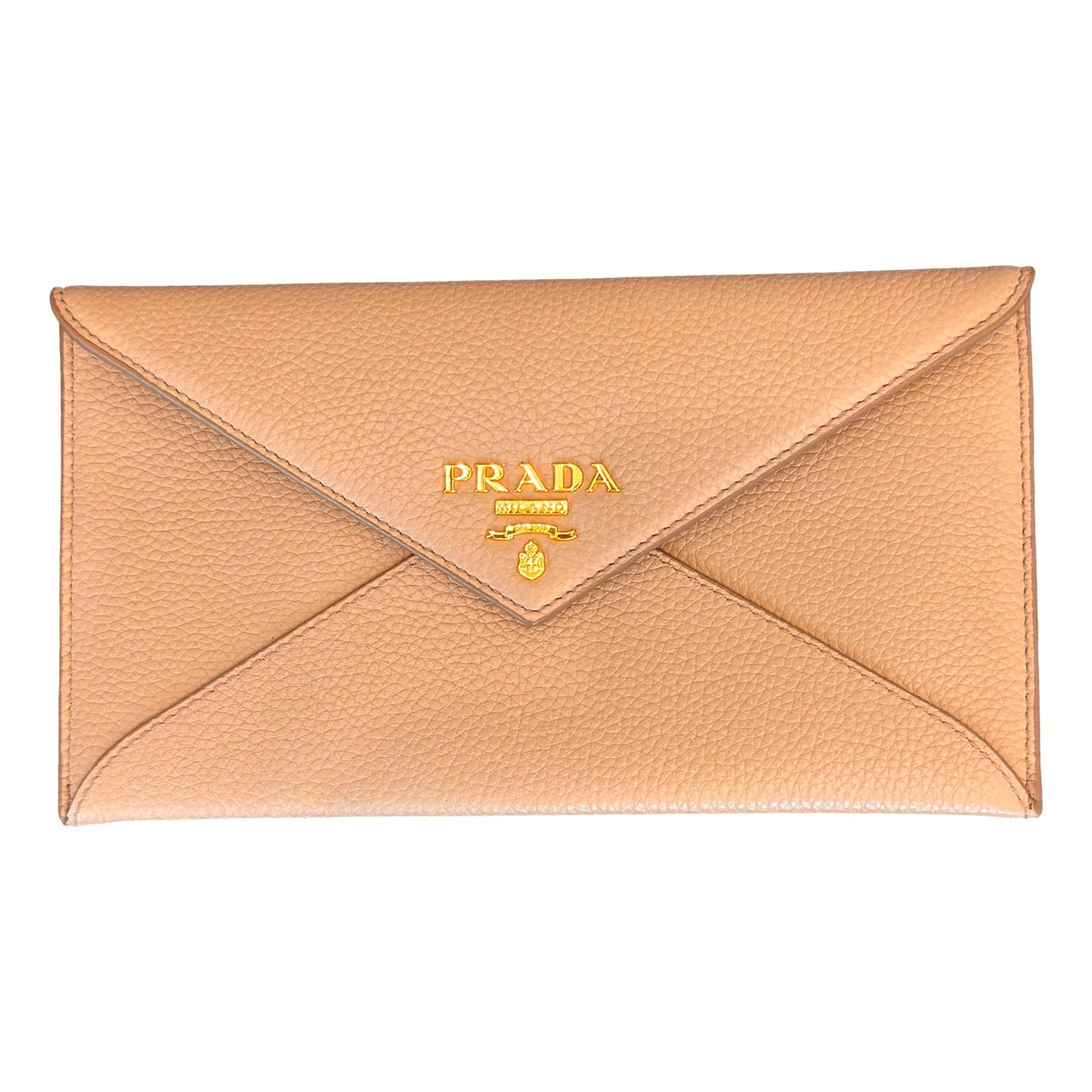 Prada Leather Envelope Wallet - Luxury Beige Wallet with Card Slots -   Shop Bags LLC 