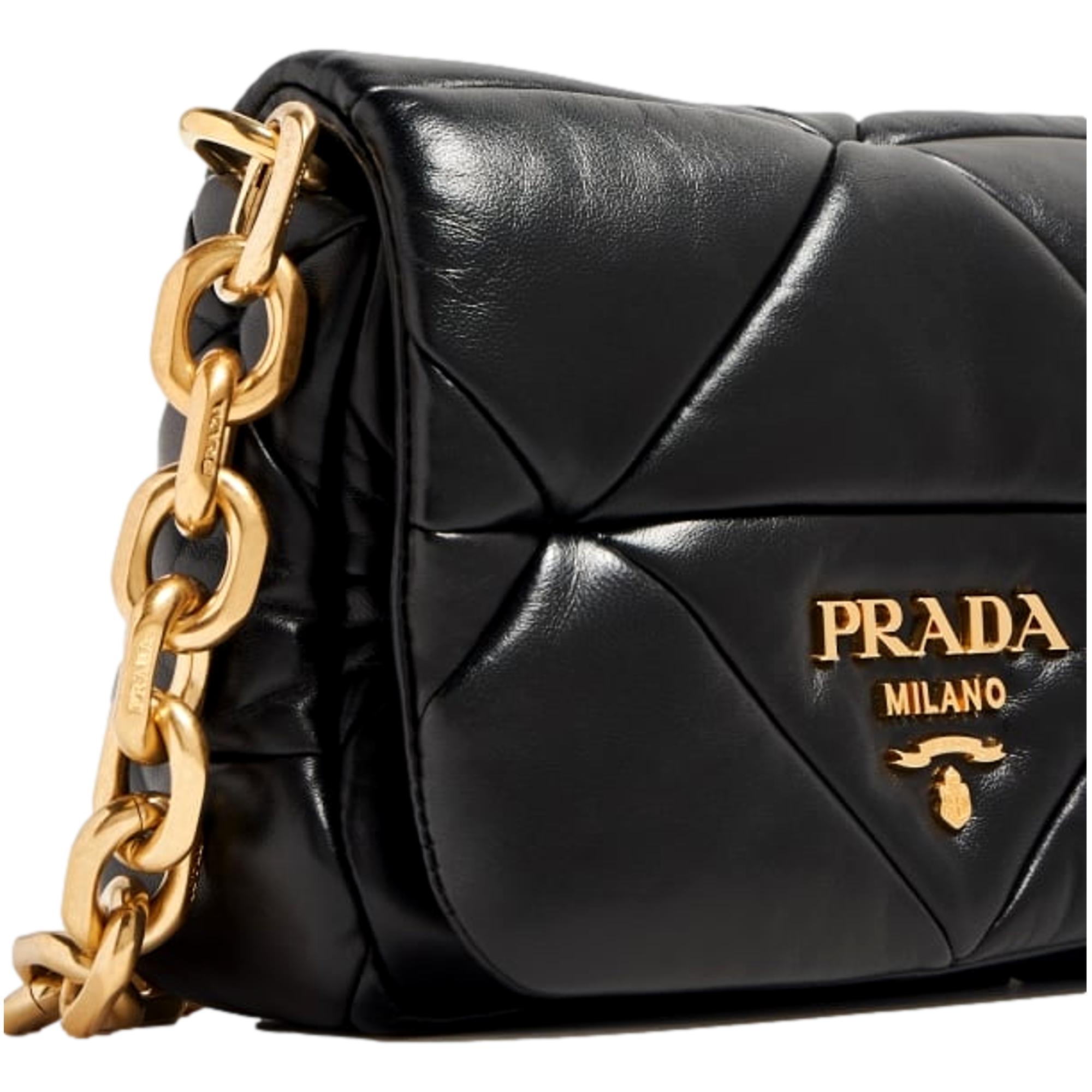 Prada Leather Small Shoulder Bag - Luxury Quilted Nappa Patch Design -   Shop Bags 