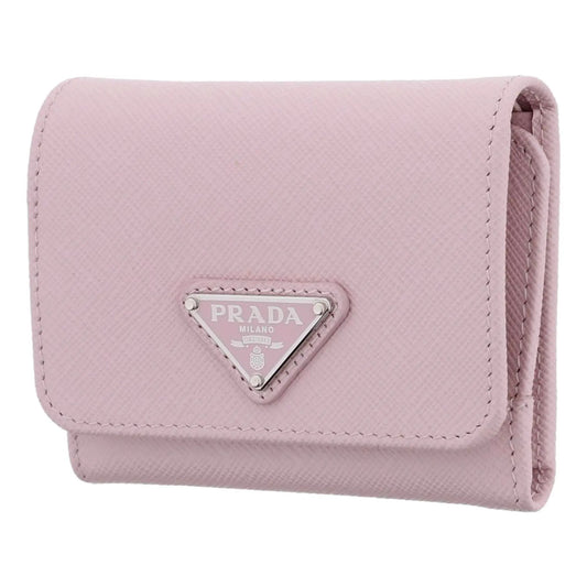Prada Luxury Leather Goods: Pink Saffiano Trifold Wallet