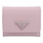 Prada Luxury Leather Goods: Pink Saffiano Trifold Wallet