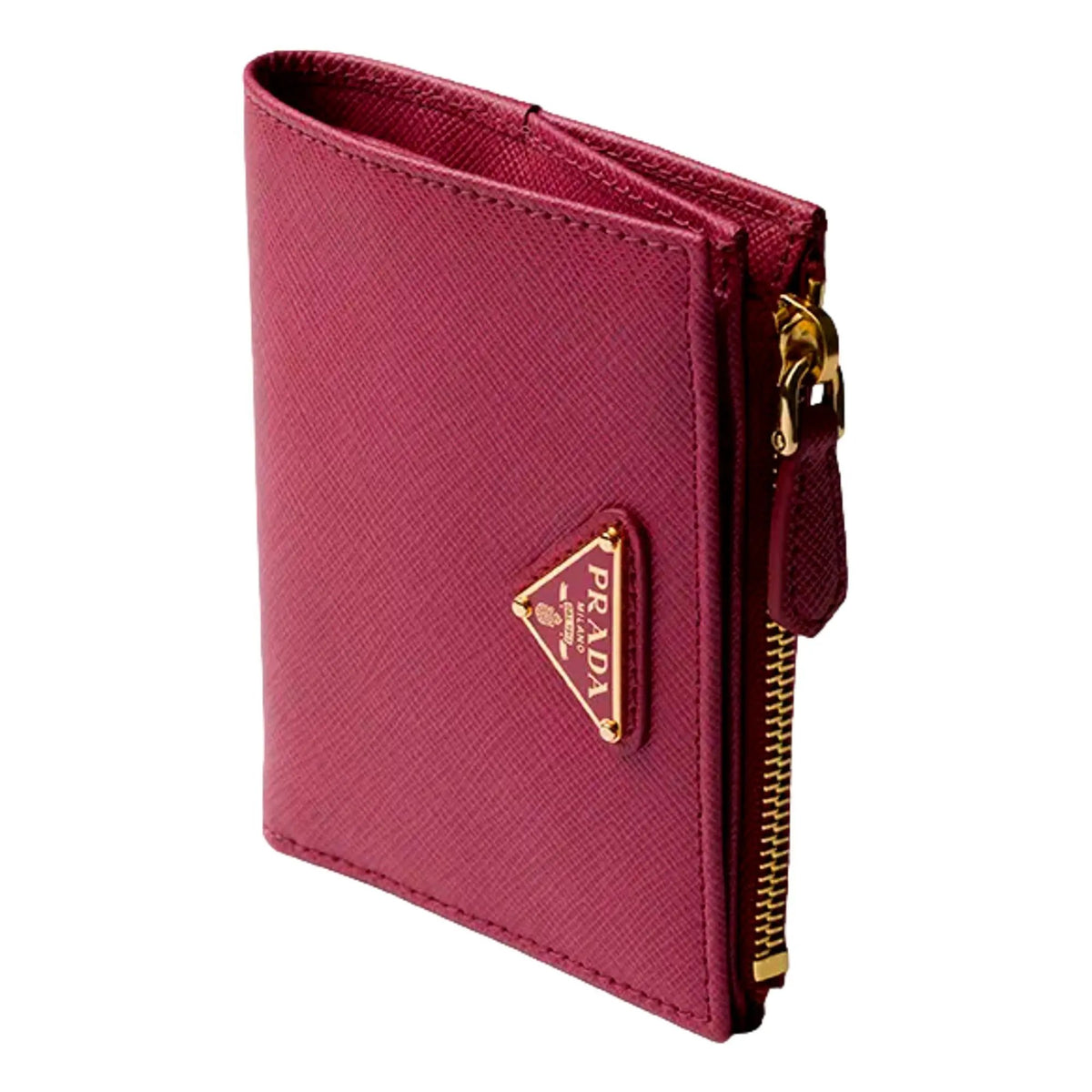 Prada Luxury Leather Goods Saffiano Bifold Wallet - Dark Pink -   Shop Bags LLC 