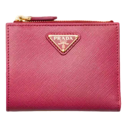 Prada Luxury Leather Goods Saffiano Bifold Wallet - Dark Pink -   Shop Bags LLC 