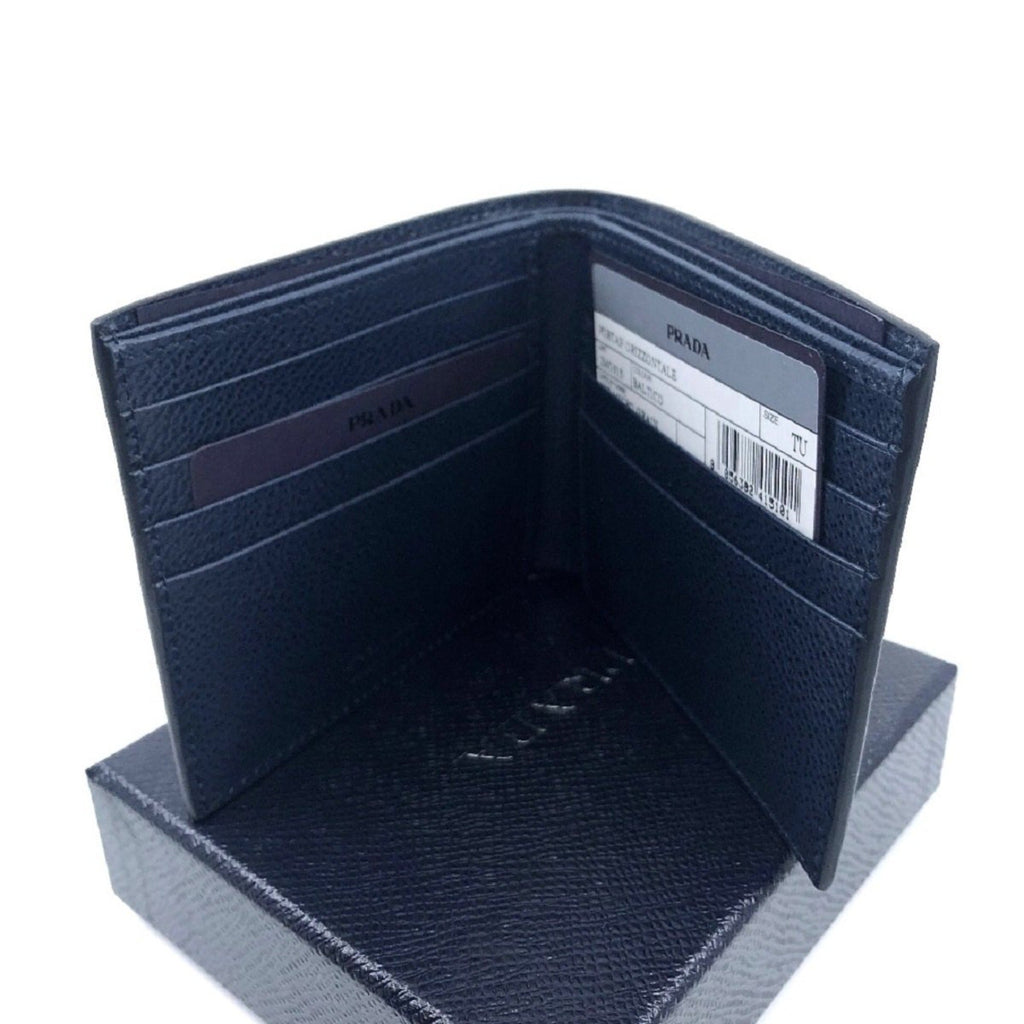 Prada Men's Navy Leather Wallet - Elegance & Function in One -   Shop Bags LLC