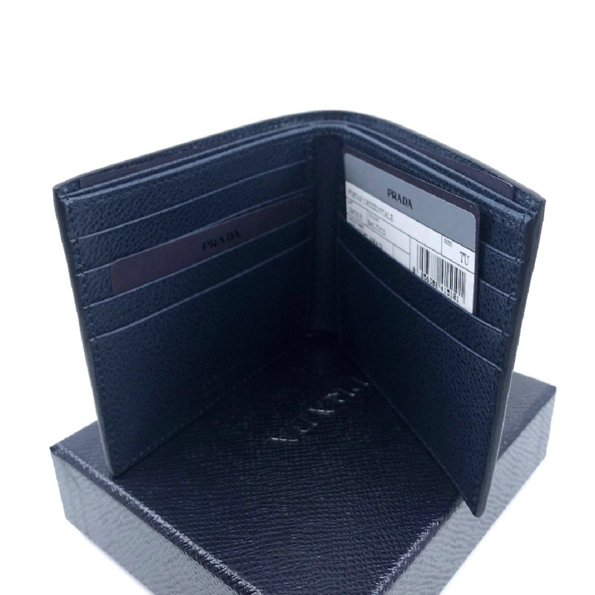 Prada Men's Navy Leather Wallet - Elegance & Function in One -   Shop Bags LLC