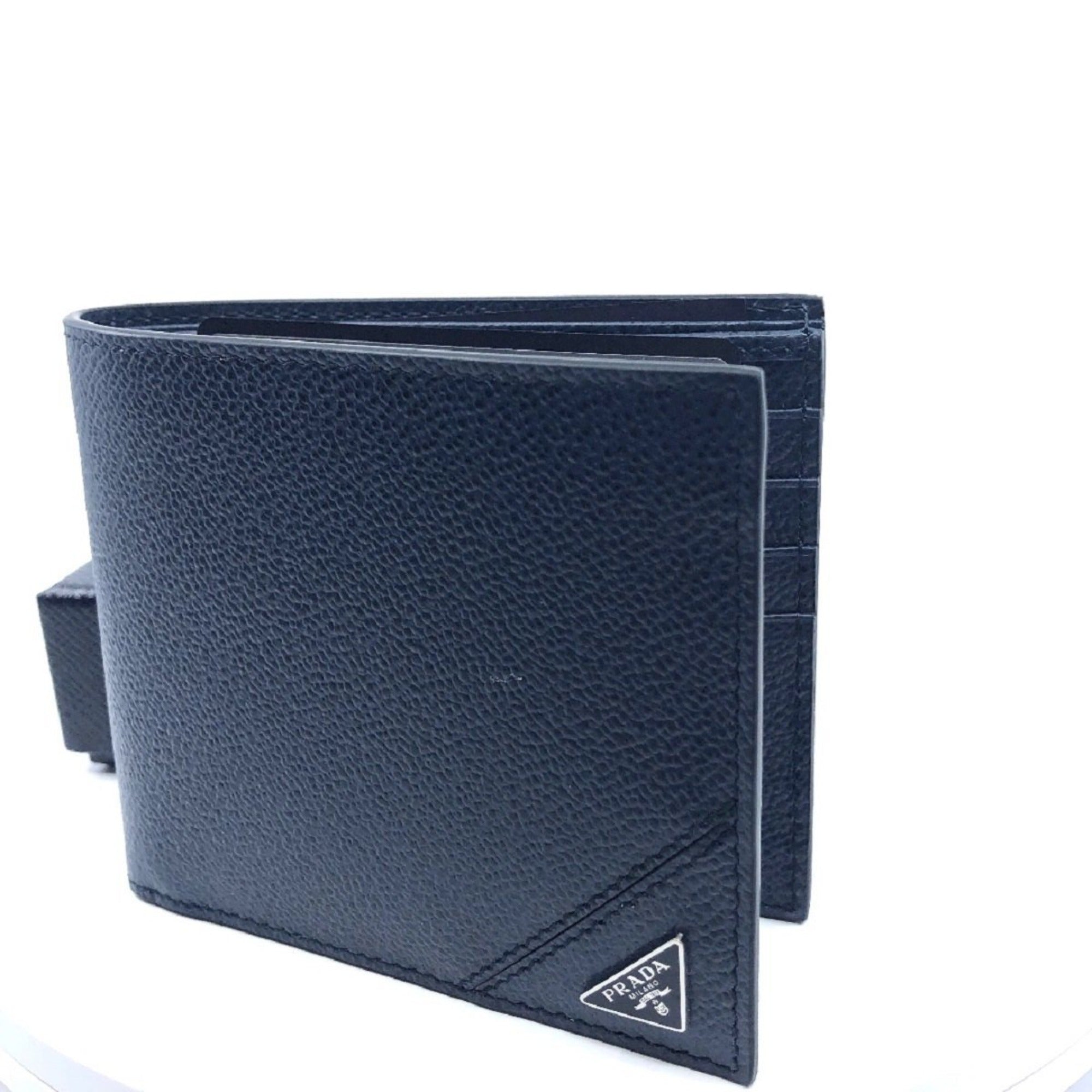 Prada Men's Navy Leather Wallet - Elegance & Function in One -   Shop Bags LLC