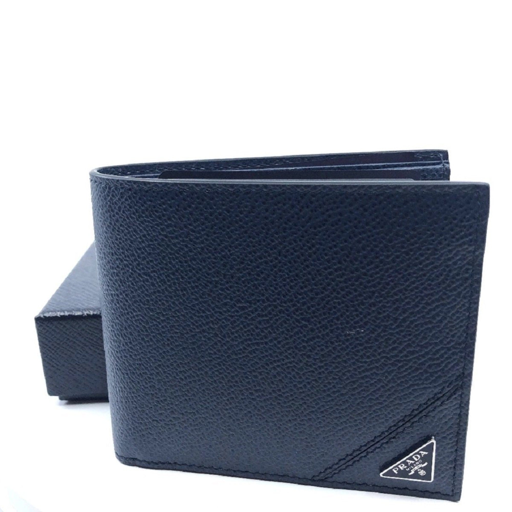Prada Men's Navy Leather Wallet - Elegance & Function in One -   Shop Bags LLC
