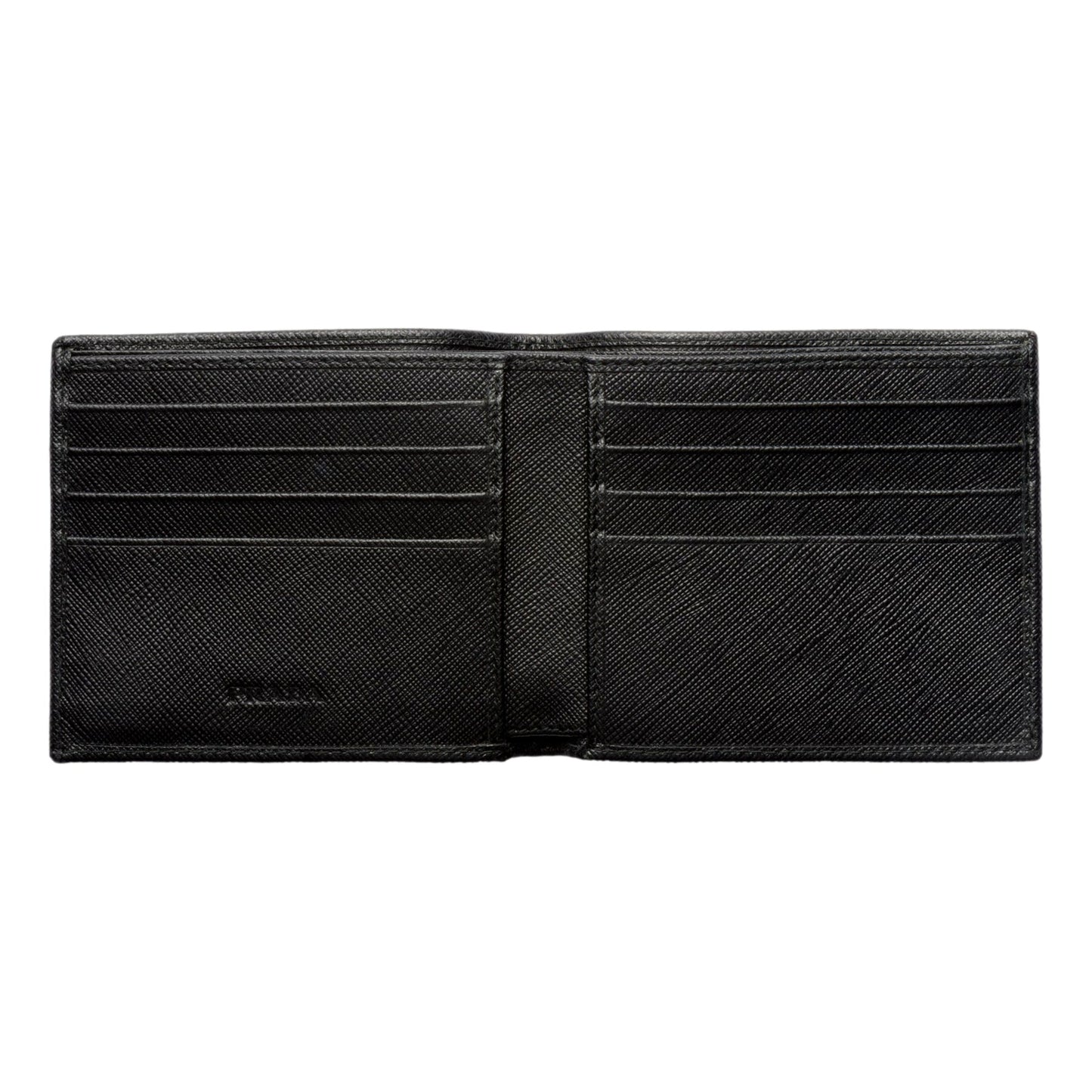 Prada Mens Black Saffiano Leather Bifold Wallet with Triangle Logo -   Shop Bags LLC 