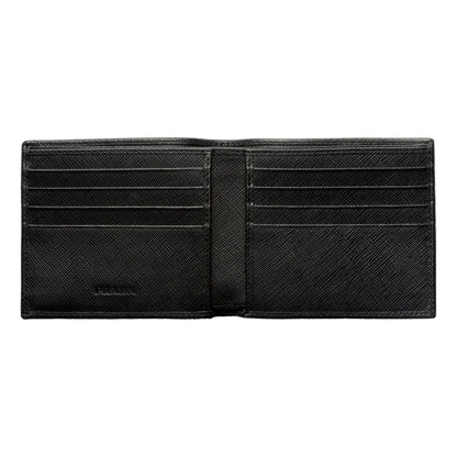 Prada Mens Black Saffiano Leather Bifold Wallet with Triangle Logo -   Shop Bags LLC 