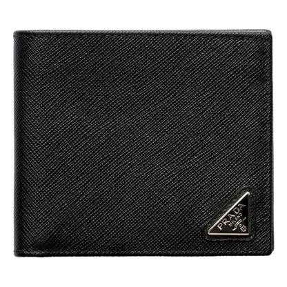 Prada Mens Black Saffiano Leather Bifold Wallet with Triangle Logo -   Shop Bags LLC 