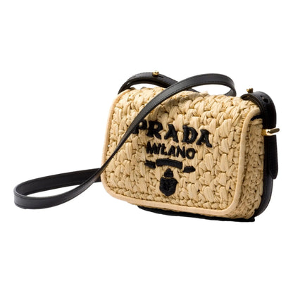 Prada Milano Beige Crochet Raffia Small Crossbody Bag – Elevate
