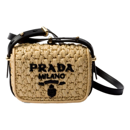 Prada Milano Beige Crochet Raffia Small Crossbody Bag – Elevate
