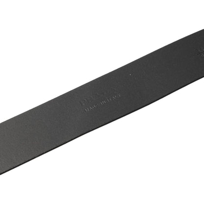 Prada Navy Saffiano Leather Belt - Elegant Matte Silver Buckle -   Shop Bags LLC