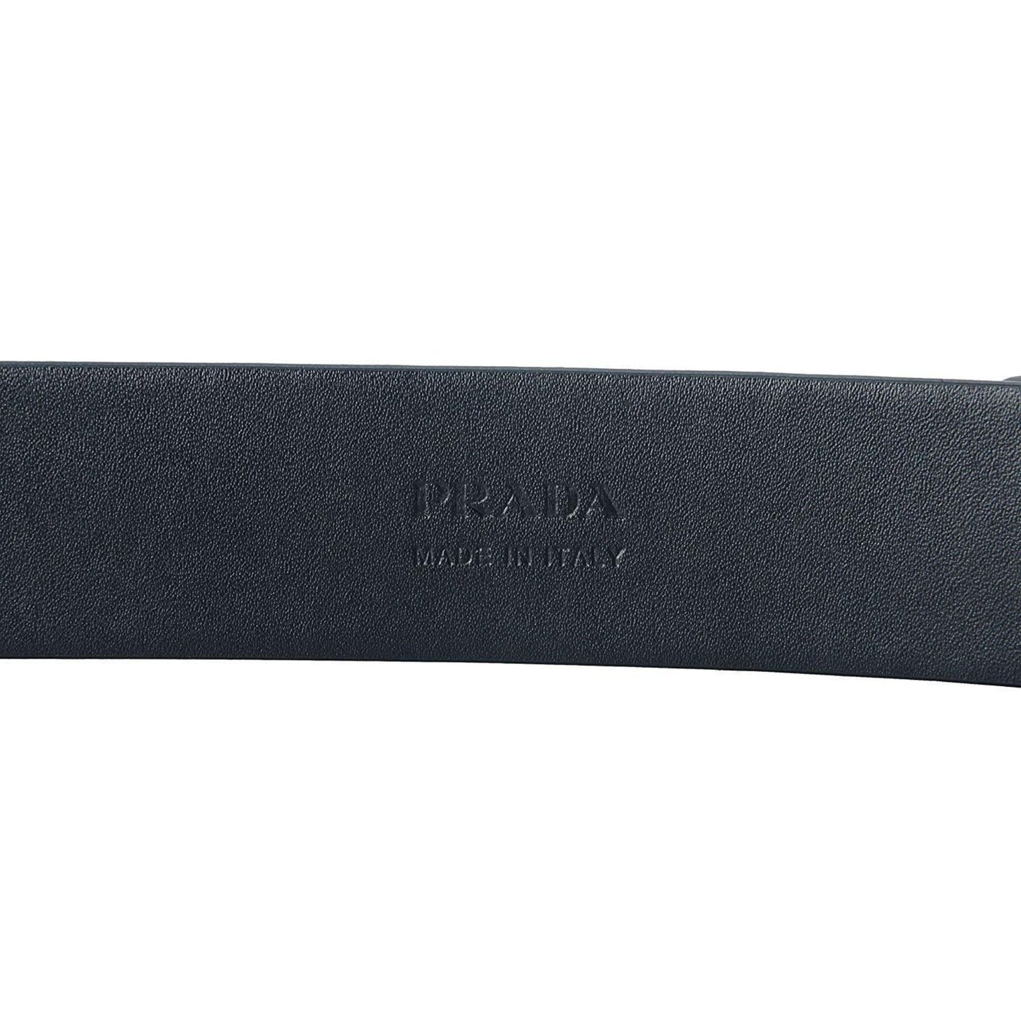 Prada Navy Saffiano Leather Belt - Elegant Matte Silver Buckle -   Shop Bags LLC