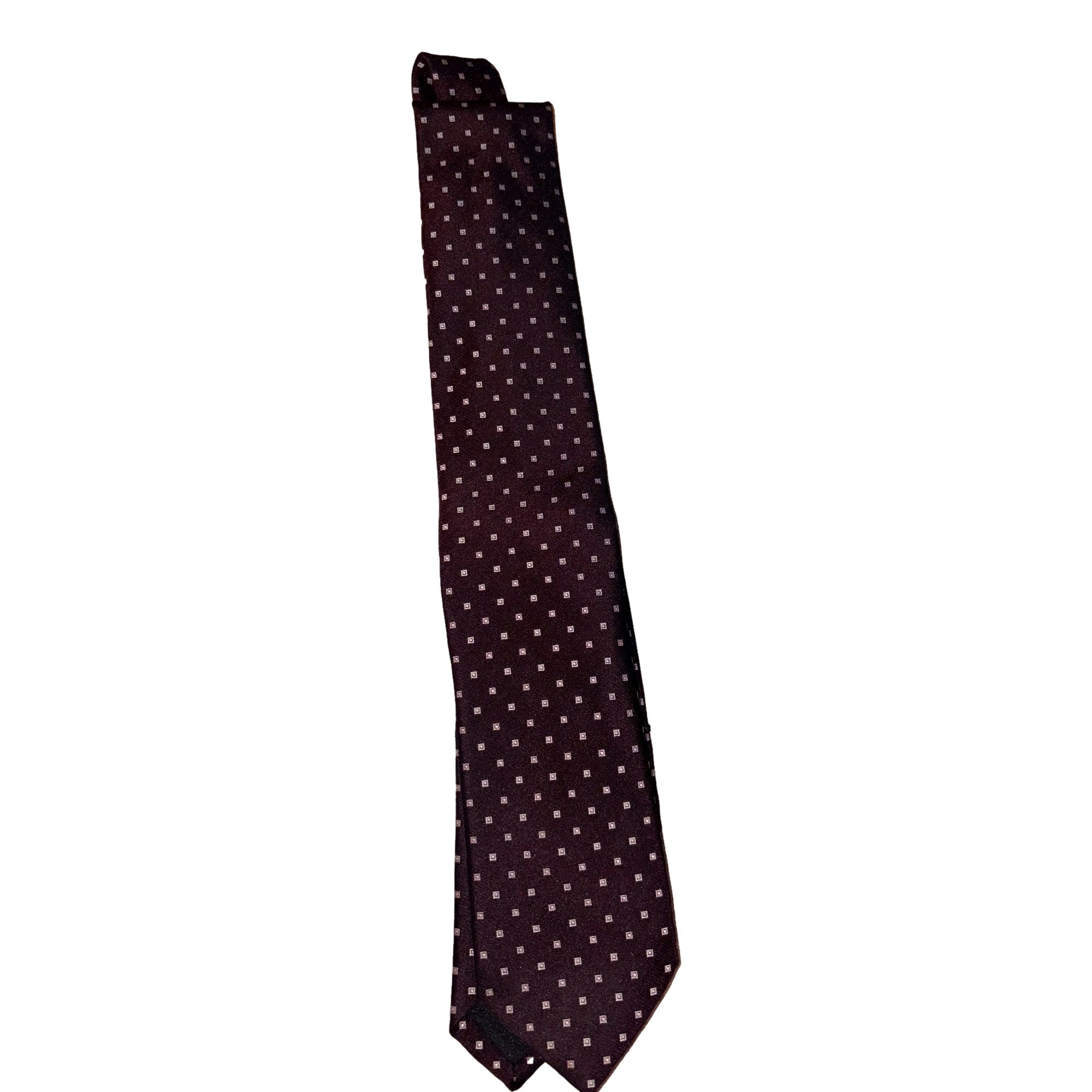 Prada Neck Tie - Bordeaux Red Silk with Geometric Elegance -   Shop Bags LLC