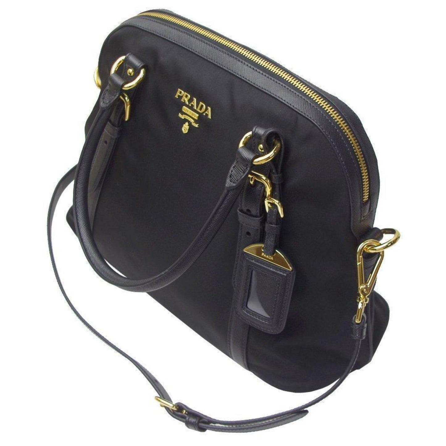 Prada Nylon & Saffiano Leather Satchel Bag - Elegant & Versatile -   Shop Bags LLC